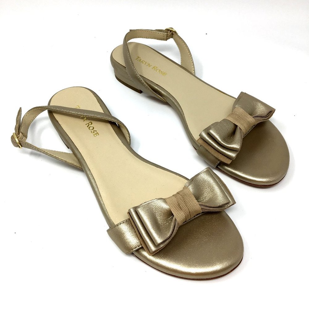 Gold Bow Slingback Sandals